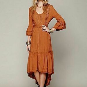 Free People Sienna Orange Estelle Tiered Dress Size 2